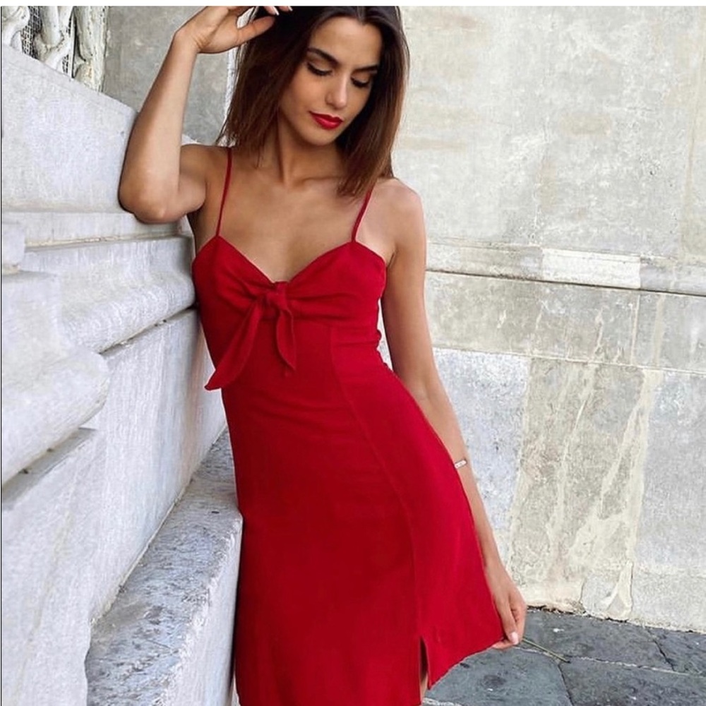 Zara Linen Tie Front Dress